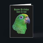 Green Parrot Birthday Wenskaart, schoonzoon Kaart<br><div class="desc">Deze groene ara is lid van de papegaaienfamilie en hij maakt een kleurrijk verjaardagsfeest wenskaart voor een schoonzoon.</div>