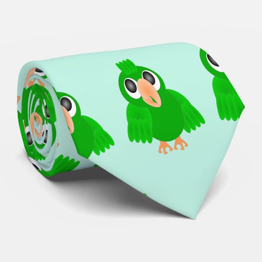 Green Parrot Design Stropdas (Opgerold)