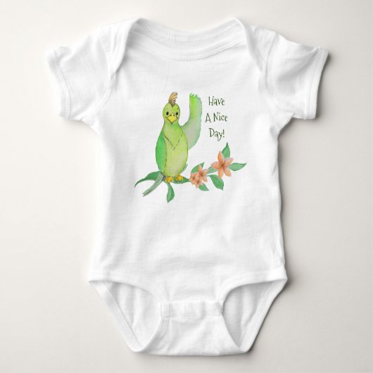 Green Parrot, heb een mooie dag Baby Jersey Bodysu Romper (Voorkant)