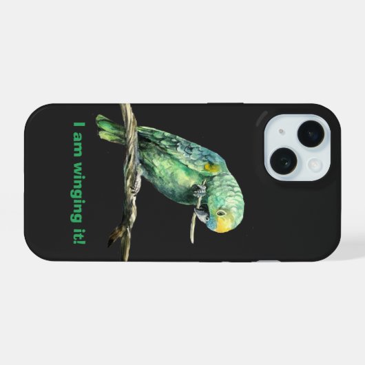 Green parrot iPhone case iPhone 15 Case (Achterkant horizontaal)