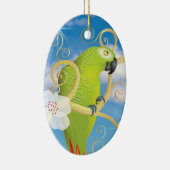 Green Parrot-kerstboomversiering Keramisch Ornament (Rechts)