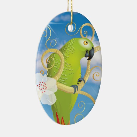 Green Parrot-kerstboomversiering Keramisch Ornament (Rechts)
