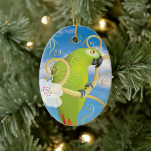Green Parrot-kerstboomversiering Keramisch Ornament