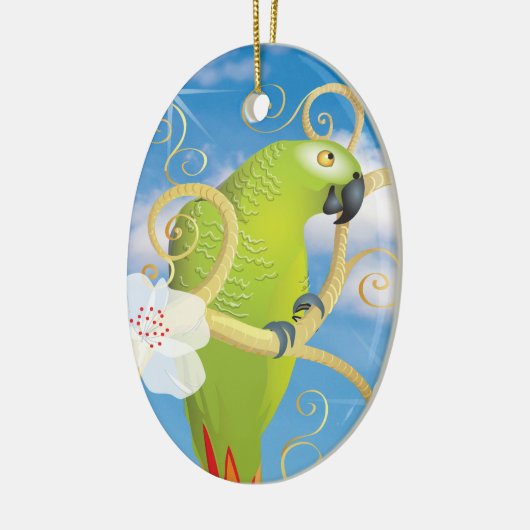 Green Parrot-kerstboomversiering Keramisch Ornament (Links)
