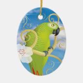 Green Parrot-kerstboomversiering Keramisch Ornament (Voorkant)