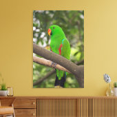 Green Parrot Portrait Canvas Afdruk (Insitu (Woonkamer))