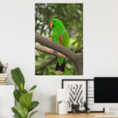 Green Parrot Portrait Poster (Thuiskantoor)