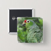 Green Parrot Square Pin Vierkante Button 5,1 Cm (Voorkant /achterkant)