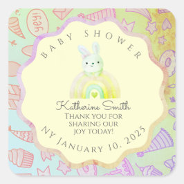 GREEN party donuts pastel babyshower BUNNY  Vierkante Sticker