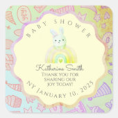 GREEN party donuts pastel babyshower BUNNY  Vierkante Sticker (Voorkant)