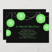 Green Party Lantern St. Patrick's Day Invitation Kaart (Voorkant / Achterkant)