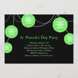 Green Party Lantern St. Patrick's Day Invitation Kaart