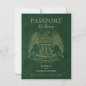 Green Passport Destination Wedding Sla de datum op Magnetische Uitnodiging (Voorkant)