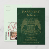 Green Passport Schattige Fun Wedding Save the Date Aankondigingskaart (Voorkant / Achterkant)