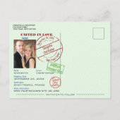 Green Passport Schattige Fun Wedding Save the Date Aankondigingskaart (Achterkant)
