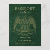 Green Passport Schattige Fun Wedding Save the Date Aankondigingskaart (Voorkant)