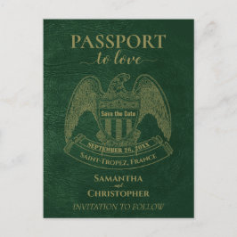 Green Passport Schattige Fun Wedding Save the Date Aankondigingskaart