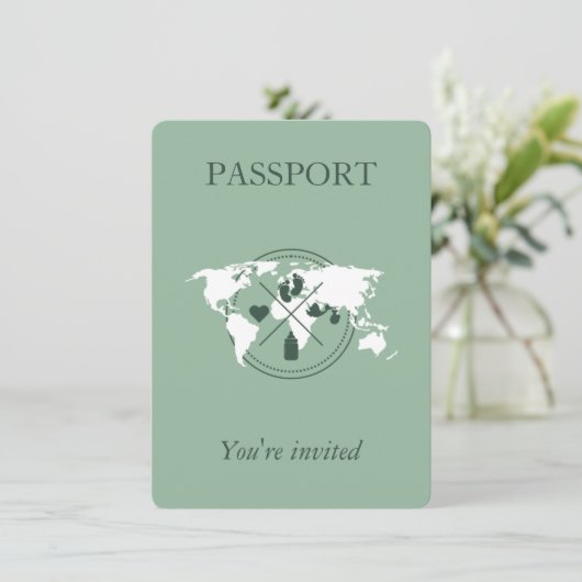 Green Passport Travel Boy Baby shower Wereldkaart  Kaart (Staand voorkant)