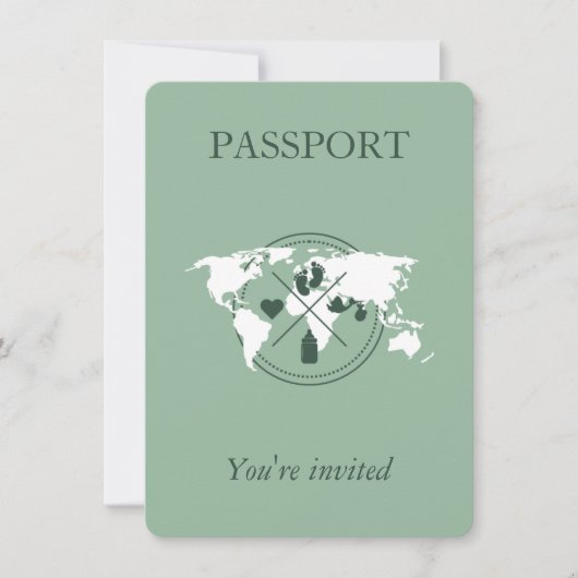 Green Passport Travel Boy Baby shower Wereldkaart  Kaart (Voorkant)