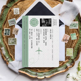 Green Passport Travel Boy Baby shower Wereldkaart Kaart