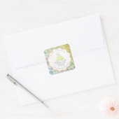 GREEN pastel babyshower Adorable BUNNY  Vierkante Sticker (Envelop)