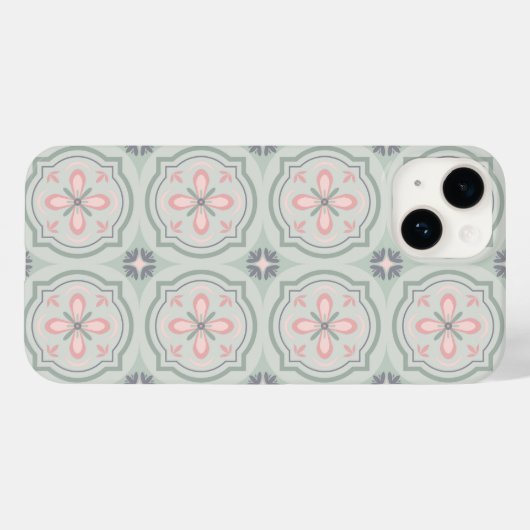 Green Pastel Floral Tiles Case-Mate iPhone Case (Achterkant (horizontaal))