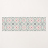 Green Pastel Floral Tiles Yogamat (Voorkant (horizontaal))