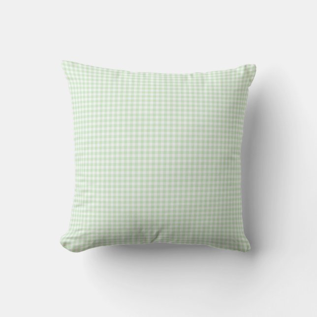 Green Pastel Gingham Check Sierkussen (Voorkant)