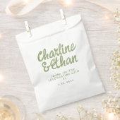 Green Pastel Handwriting Retro Wedding Favor Bag Bedankzakje (Geknipt)