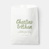 Green Pastel Handwriting Retro Wedding Favor Bag Bedankzakje (Voorkant)