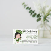 Green Pastry Chef Vrouw Cartoon Bakkerij Visitekaartje (Staand voorkant)