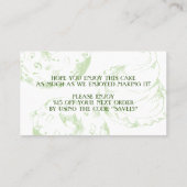 Green Pastry Chef Vrouw Cartoon Bakkerij Visitekaartje (Achterkant)