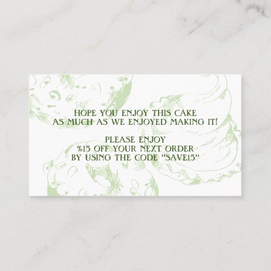 Green Pastry Chef Vrouw Cartoon Bakkerij Visitekaartje (Achterkant)