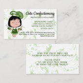 Green Pastry Chef Vrouw Cartoon Bakkerij Visitekaartje (Voorkant / Achterkant)