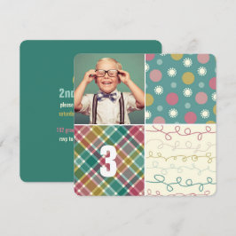 Green Patchwork Pattern Squares Boy Fothday Kaart