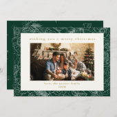 Green Pattern Custom Photo Christmas Holiday Kaart (Voorkant / Achterkant)