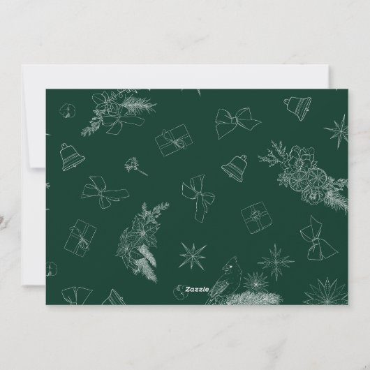 Green Pattern Custom Photo Christmas Holiday Kaart (Achterkant)