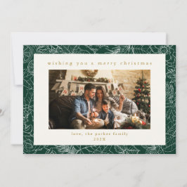 Green Pattern Custom Photo Christmas Holiday Kaart