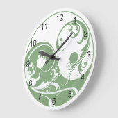 Green Pattern en White Yin & Yang Grote Klok (Hoek)