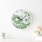 Green Pattern en White Yin & Yang Grote Klok (Huis)