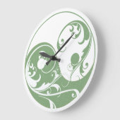 Green Pattern en White Yin & Yang Grote Klok (Hoek)