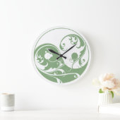 Green Pattern en White Yin & Yang Grote Klok (Huis)