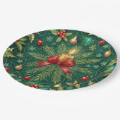 Green Pattern Gold Candle Poinsettia Flower Papieren Bordje (Gekanteld)