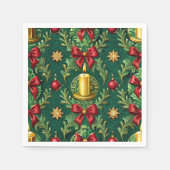 Green Pattern Gold Candle Poinsettia Flower Servet (Voorkant)