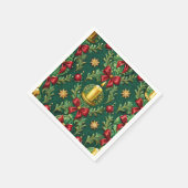 Green Pattern Gold Candle Poinsettia Flower Servet (Hoek)