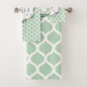 Green Pattern Merry Kerstmis Monogram Bad Handdoek (Insitu)
