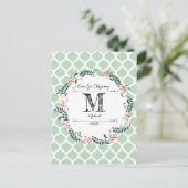 Green Pattern Merry Kerstmis Wreator Monogram Baby Briefkaart (Staand voorkant)