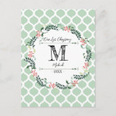 Green Pattern Merry Kerstmis Wreator Monogram Baby Briefkaart (Voorkant)