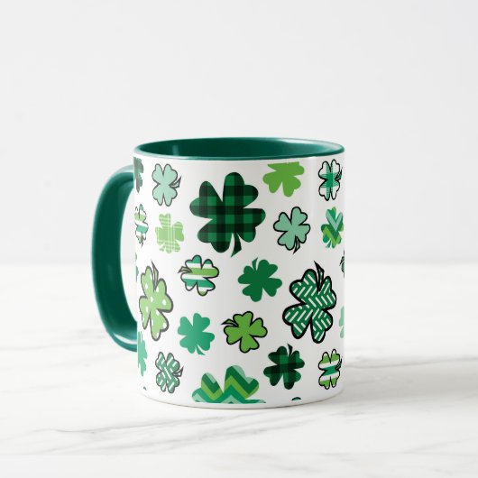 Green Pattern Shamrocks Iers Mok (Voorkant links)