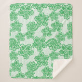 Green Patterned Sherpa Blanket Sherpa Deken (Voorkant)